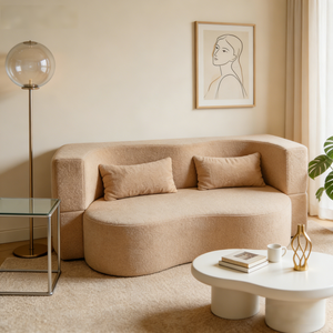 <span class=keywords><strong>Canapé</strong></span>-<span class=keywords><strong>lit</strong></span> convertible <span class=keywords><strong>2</strong></span>-en-1 pleine taille en tissu Teddy avec <span class=keywords><strong>2</strong></span> oreillers, sans assemblage, design gain de place - Product Image 2