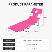 Chaise de bronzage à cliquet avec trou pour le visage et emplacements pour les bras, chaise longue pliante portable pour la plage