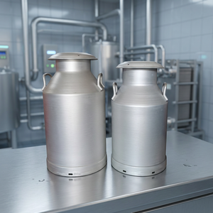 Bidon à lait en aluminium avec couvercle, qualité alimentaire, conteneur de stockage de lait, seau robuste pour la collecte, le transport et l'approvisionnement agricoles - Product Image 5