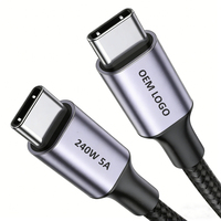 Cable de Carga Rápida USB C, Cable Tipo C de 240W 5A, Nuevo, Personalizado de Fábrica, Trenzado Suave, 1m 2m 3m, Cable Cargador PD3.1 USB Tipo C