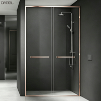 Porte coulissante double en acier inoxydable, cloison de salle de bain, cabine de douche en verre trempé pour hôtel, cabines de douche sur mesure