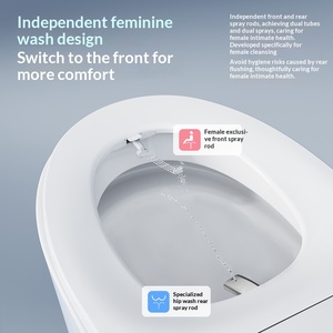 WC intelligent monobloc fin et blanc, design épuré, avec éclairage d'ambiance, bouton de commande manuel, siège chauffant et fonction de lavage, pour salle de bain et villa - Product Image 5