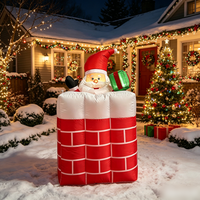 Décoration de Noël gonflable animée Norco 6 pieds, Père Noël montant dans la cheminée, en polyester imperméable, avec levage automatique et lumières LED