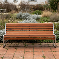 Bancs de patio extérieurs modernes, écologiques, durables, en acier inoxydable, résistants à l'eau, avec dossiers carrés, pour les écoles et les parcs urbains