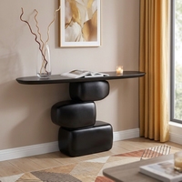 Table console moderne de luxe en fibre de verre, forme galet, durable, design unique, table d'appoint pour entrée et couloir