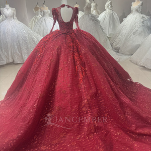 Vestido de Noche Largo con Cola de Encaje Rojo de Lujo Jancember DW0175 para Mujer - Product Image 6