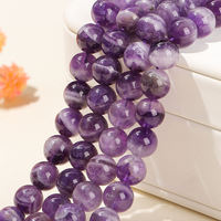 Perles rondes en améthyste naturelle rêveuse, livraison nationale en 5 jours, brins de pierres précieuses en cristal violet, vente en gros