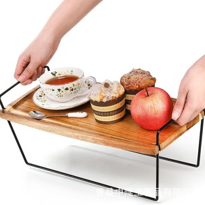 Support à cupcakes à trois niveaux en fer forgé, plateau à étages pour charcuterie avec poignée, plateau à étages en bois, assiette à apéritifs - Product Image 4