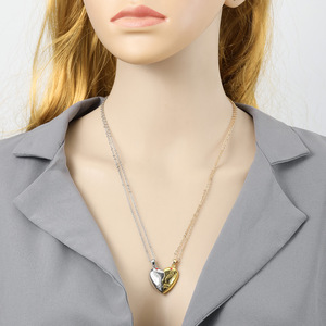 Heart Shaped Magnetic Clavicle Chain <b>Necklace</b> <b>Couple</b> Gift Romantic Jewelry Unisex Fashion Pendant Silver Gold Tone - Product Image 4