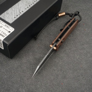 Cuchillo de bolsillo táctico BM290, hoja de acero inoxidable con punta caída, mango de micarta, apertura con perilla, OEM - Product Image 3