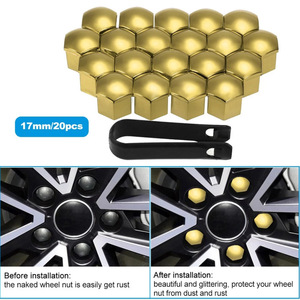 Cache-écrous de roue Winning Journey 17 mm, 20 pièces, en plastique doré, anti-poussière, pour voiture - Product Image 1