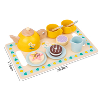 Service à thé en bois pour enfants, jeu de cuisine, aliments d'imitation, fête du thé, plateau de vaisselle éducatif Montessori, coffret cadeau