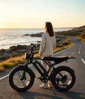 Vélo électrique V8 H9 Ebike Retro Fat Bike avec moteur et pneus larges, équipé d'un phare LED avant pour les sports de plein air