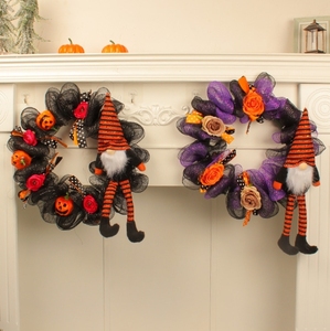 Guirnalda <span class=keywords><strong>de</strong></span> Halloween con Muñeco <span class=keywords><strong>de</strong></span> Madera <span class=keywords><strong>de</strong></span> Piernas Largas, Adorno para Puerta, Anciano sin Rostro, Corona Decorativa para Fiestas <span class=keywords><strong>de</strong></span> Terror - Product Image 1