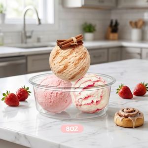 Bols à salade jetables biodégradables en PLA transparent de 117 mm de diamètre, de 8 oz à 32 oz, avec couvercle, boîte à collation et gobelets à emporter - Product Image 1
