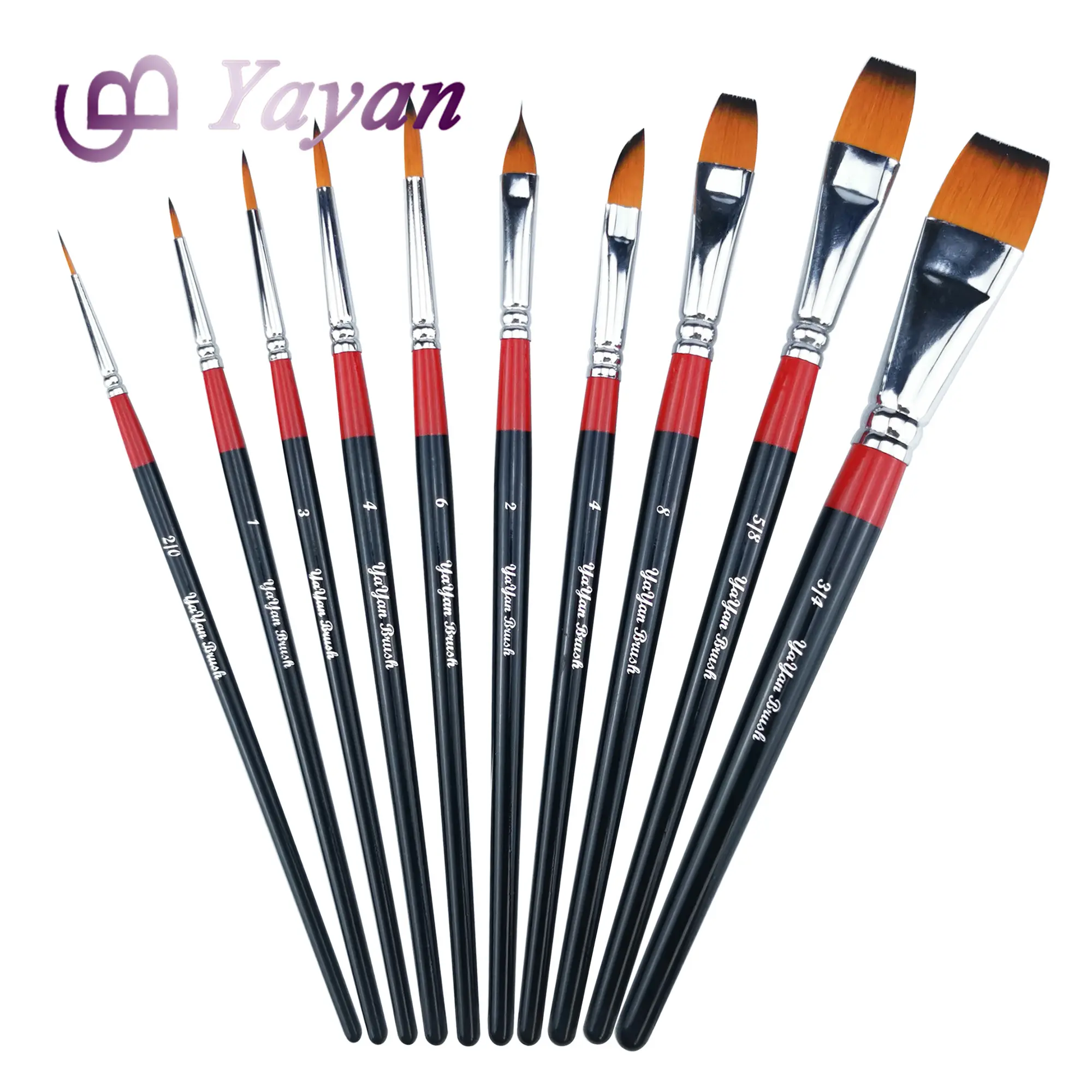 10 pcs Watercolor Paint Brush Set Professional Water Color Brushes for Artist Painting With nylon hair wood handle