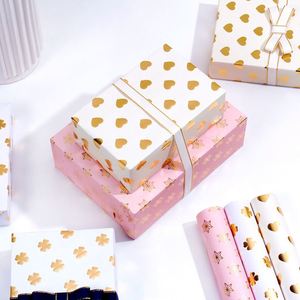Luxury Metallic Foil Gift <b>Wrapping</b> <b>Paper</b> Sheet with Printed Four Leaf Clover Heart Hexagram - Product Image 4