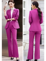 Costumes professionnels haut de gamme pour femmes, en tissu peigné infroissable, pour le printemps et l'automne, style élégant pour le bureau et les événements.