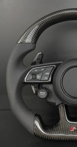 Volante de Fibra de Carbono Estilo RS con Botón de Cuero Perforado Compatible con <span class=keywords><strong>Audi</strong></span> Serie A3/A4/Q5/A7/Q3/Q5/RS - Product Image 5
