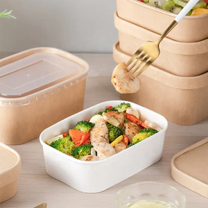 Hộp giấy kraft hình chữ nhật, hộp đựng salad, hộp đựng cơm trưa, hộp đựng kem, bao bì giấy kraft dùng một lần có nắp - Product Image 5