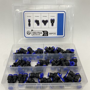 Pneumatic <b>Quick</b> Couplers 6mm Kit 40pcs Straight Elbow Tee <b>Connector</b> Engineering Plastics Pneumatic Parts - Product Image 1