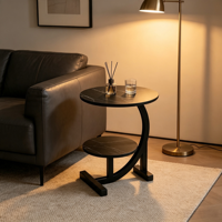 Table d'appoint carrée en forme de C à double niveau, motif marbre, plateau en pierre frittée, structure métallique, table d'appoint de rangement pour salon