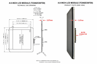 Kapazitives Hochauflösendes 4,480x480 Quadratisches IPS LCD-Modul 3,57mm Ultra-Dünn MIPI 46 PIN Display Industrielle Temperaturanzeige TML