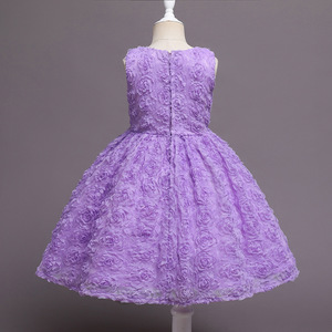 Vestido de princesa morado para niñas, ropa formal de encaje con corte en A, disfraz para el día del niño DT038 - Product Image 4