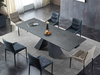 Table à manger moderne italienne minimaliste carrée extensible avec plateau en pierre frittée mate pour l'ameublement de la maison