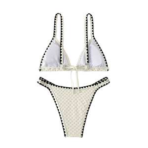 Ensemble 2 pièces de maillot de bain bikini sexy personnalisé de couleur unie avec bas échancré et décolleté, vente en gros - Product Image 1