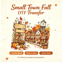 Transfert DTF Prêt à Presser Motif Urbain Automnal Rétro Citrouille pour T-shirts, Sweats à Capuche et Sweatshirts