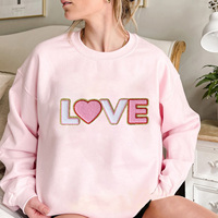 Écussons Personnalisés en Chenille à Repasser, Cœur Pailleté Lettre d'Amour pour la Saint-Valentin