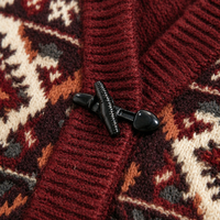 Individuelles LOGO OEM Damen-Pullover Vintage Ethnischer Jacquard-Strick Cardigan mit Knopfleiste Locker Geschnitten Herbst-Winter-Oberbekleidung