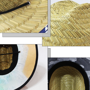 Summer Custom Printed Women's Lifeguard Sun Visor Surf Panama Sombrero Caps Natural Grass Beach Hats Wholesale for Travel - Product Image 4