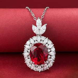 925 חדש כסף סטרלינג 10*12 מ "מ שרשרת תליון עם רובי דם יונה מדומה מדומה תכשיטים לנשים לחתונות - Product Image 3