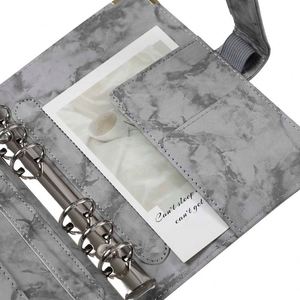 Carpeta de presupuesto de 6 anillos de cuero de mármol negro gris blanco rosa azul <span class=keywords><strong>libro</strong></span> A6 con sobres de efectivo disponibles para presupuestos - Product Image 3