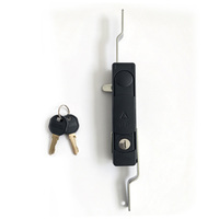 Serrure de porte d'armoire électrique à trois points MS824-1-2 IP66 étanche avec verrouillage par clé coulissante, noir mat, contrôle antivol par tige