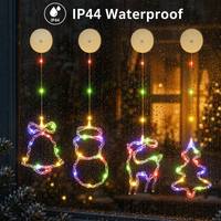 Luces Decorativas Navideñas para Ventanas con Campanas, Estrellas, Ciervos, Copos de Nieve, Santa Claus y Muñecos de Nieve