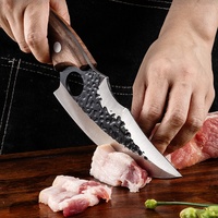 Couteau de boucher forgé à la main pour barbecue extérieur, en acier inoxydable, couteau de cuisine polyvalent pour chef avec manche en bois de rose