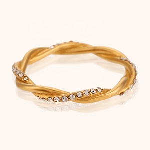 Dingran 패션 보석 트위스트 링 스테인레스 스틸 18k 골드 도금 지르콘 반지 - Product Image 5