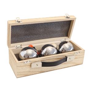 Ensemble de 3 boules de pétanque en acier de haute qualité, écologiques, avec logo personnalisé dans une boîte en bois pour les sports de plein air - Product Image 2