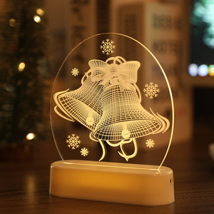 Ornements de veilleuse LED GL-S01 lettres 3D avec fonctionnement sur batterie base en acrylique lumières d'ambiance d'arbre de Noël étanches - Product Image 6