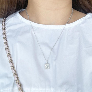 Collana con Ciondolo Quadrato Scintillante per Donne, Elegante Catena per Clavicola, Gioielli alla Moda - Product Image 4