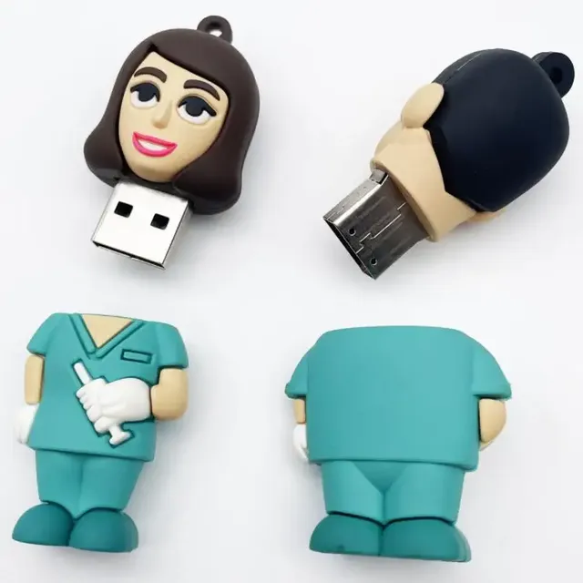 Custom PVC USB Hospital Nurse and Doctor-shaped USB Flash Drive 8GB 16GB 32GB 64GB 128GB Memory Stick Usb Memory Flash Drive