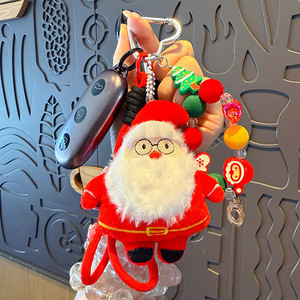 <b>Cute</b> Christmas Plush Bag Charm Santa Claus Tree <b>Keyring</b> Fluffy Festive Ribbon Hanging Ornament Party Favors Wholesale Bulk - Product Image 2