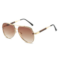 Lunettes de soleil classiques rétro en métal, montures tendance, lunettes de luxe unisexes, lunettes vintage, vente en gros, logo personnalisé, verres PC UV400