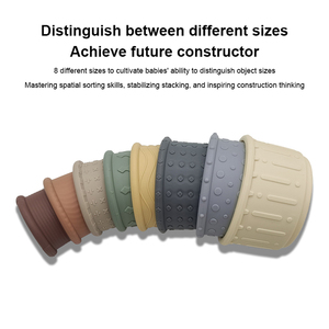 Bloques de construcción de clasificación educativa temprana suave para niños sin BPA, juguetes apiladores Montessori para bebés, tazas apilables de silicona para aprendizaje sensorial - Product Image 5