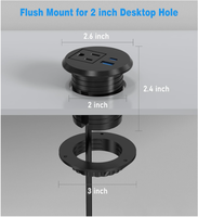 Enchufe Empotrable Redondo Estadounidense, Enchufe TR Oculto de 1 Salida, 125V 15A con Puertos USB, para Muebles de Oficina, Sala de Conferencias, Mesa de Cocina