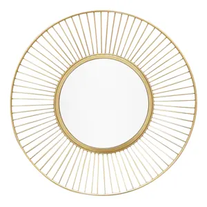 Factory Custom DIY Round Home Mirror Geometric Mirror Gold Metal Wall Mirror Decoration Vintage Luxury