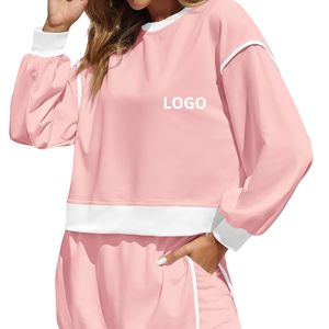 Оптовая продажа, женская модная свободная спортивная одежда с логотипом на заказ, комплект из 2 предметов с длинными рукавами, теннисные мечи, поддержка, оптовая продажа - Product Image 1